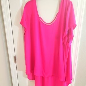 Neon pink flowy blousw